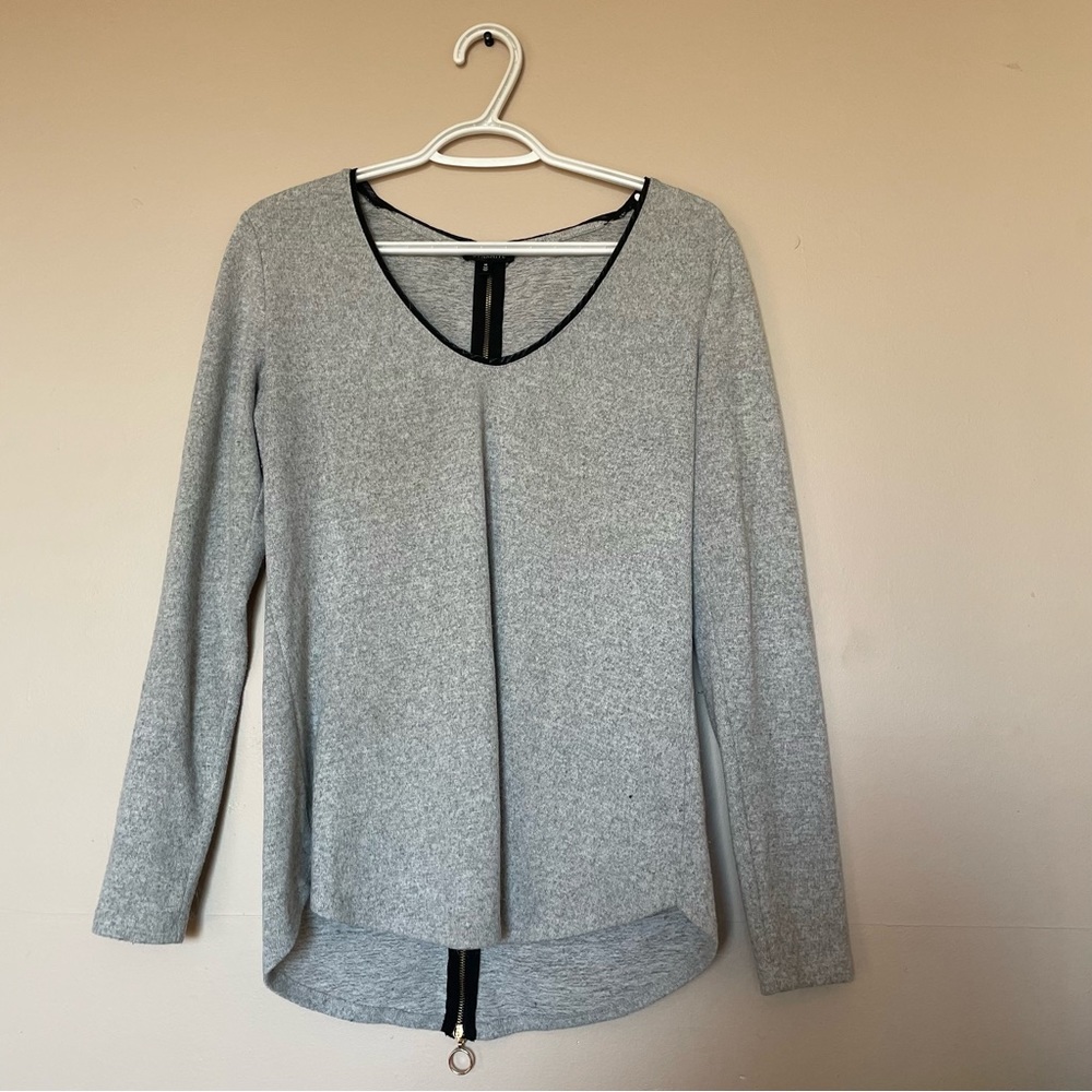 Grey High Low Long Sleeve with Zipper Back
